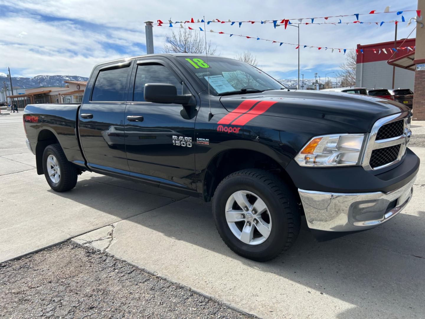 2018 Black /Black RAM 1500 Tradesman (1C6RR7ST1JS) with an 5.7L V8 OHV 16V engine, 8A transmission, located at 3030 CY Ave, Casper, WY, 82604, (307) 265-3830, 42.827816, -106.357483 - Photo#2